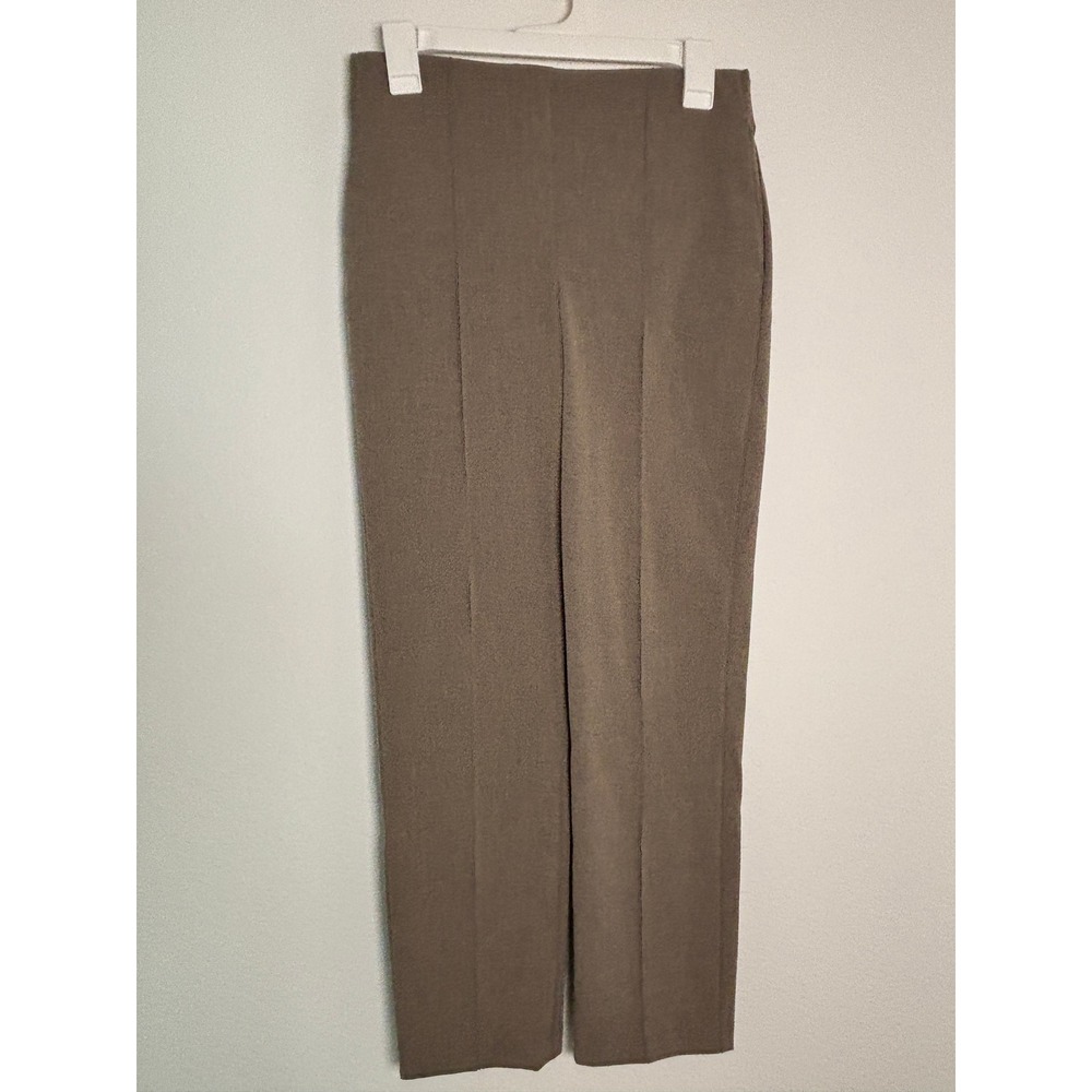 Rachel Zoe Taupe Brown Pintuck Seam Pull On Straight Leg Trousers XS